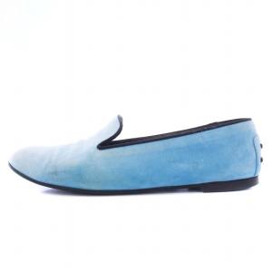 TOD'S ローファー フラットシューズ スエード 37 24cm 青 ブルー
