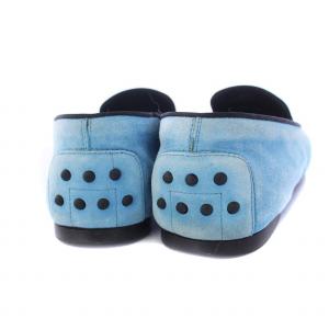 TOD'S ローファー フラットシューズ スエード 37 24cm 青 ブルー