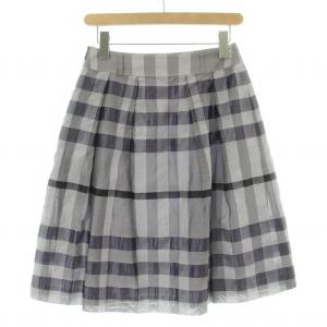 BURBERRY LONDON フレアスカート タック ひざ丈 チェック柄 36 XS 紫 パープル /BB