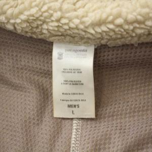 Patagonia ベスト ジャケット アウター ボア スタンドカラー ジップアップ 切替 ロゴ 刺繍 L ベージュ 茶 ブラウン