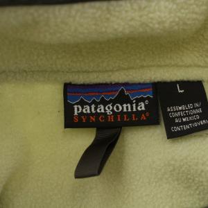 Patagonia SYNCHILLA フリース プルオーバー 長袖 スタンドカラー ハーフジップ ロゴ 刺繍 ワンポイント L 黄緑 ライトグリーン