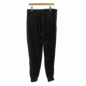 A BATHING APE プーマ puma イージーパンツ ベロア ベルベット ロゴ 刺繍 総柄 L 黒 ブラック
