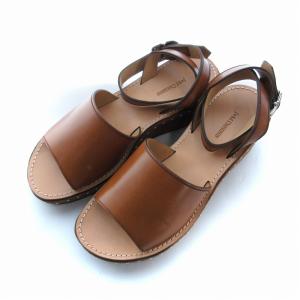 J&M DAVIDSON サンダル オープントゥ レザー スタッズ 厚底 39 25.5cm 茶 ブラウン /EE