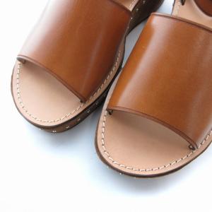 J&M DAVIDSON サンダル オープントゥ レザー スタッズ 厚底 39 25.5cm 茶 ブラウン /EE