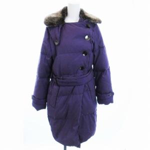 ダウンコート ラビットファー アウター 40 S 紫 パープル /ZS