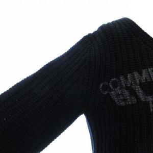 COMME des GARCONS HOMME PLUS ニット セーター ロゴ Vネック 長袖 M 黒 ブラック AD2002 PG-N033