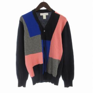 クレイジー パターン ウール カーディガン ニット Vネック 長袖 M マルチカラー