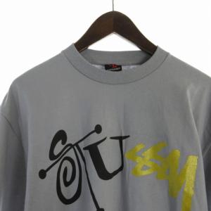 STUSSY Tシャツ カットソー ロゴ プリント 半袖 L グレー