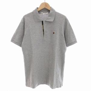 ポロシャツ 半袖 カットソー ロゴ刺繍 M グレー /MM