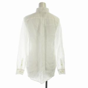 POLO RALPH LAUREN CUSTOM FIT ボタンダウンシャツ 麻 リネン混 ロゴ 刺繍 長袖 L G 白 ホワイト
