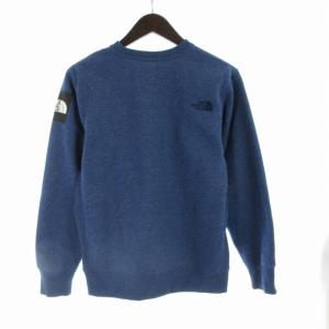 THE NORTH FACE スクエアロゴクルー スウェット トレーナー プルオーバー ロゴ プリント 裏起毛 長袖 S 青 ブルー NT61931