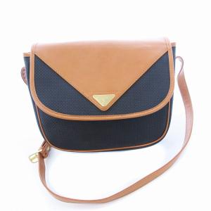 ショルダーバッグ フラップ レザー 切替 ロゴ ワンショルダー 鞄 紺 ネイビー /MM