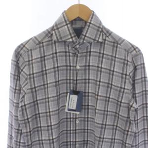 BARBA タグ付き ネルシャツ チェック 38 S 長袖 グレー /XK