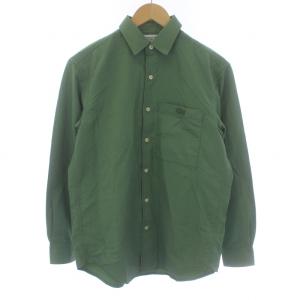 撥水リサイクルナイロンアウターシャツ ロゴ ワッペン 長袖 38 S 緑 グリーン CH158LJ /XK