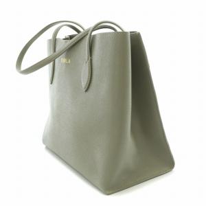 FURLA トートバッグ ハンドバッグ レザー ロゴ プリント グレー /BB
