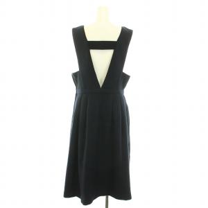 Chesty ジャンパースカート ワンピース ロング Vネック ノースリーブ ビジュー装飾 花柄 ウール 1 S 紺 ネイビー