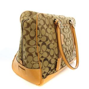 COACH トートバッグ ボストンバッグ ハンドバッグ シグネチャー キャンバス レザー ベージュ 6096