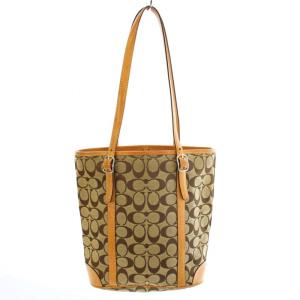 COACH ショルダーバッグ トートバッグ シグネチャー キャンバス レザー ベージュ 6612 /TK