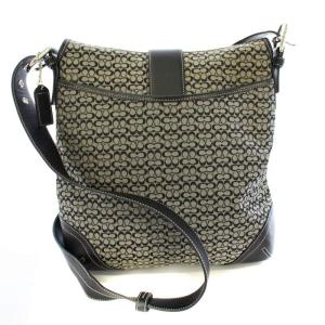 COACH ミニシグネチャー ショルダーバッグ キャンバス レザー 黒 6377