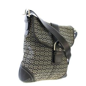 COACH ミニシグネチャー ショルダーバッグ キャンバス レザー 黒 6377