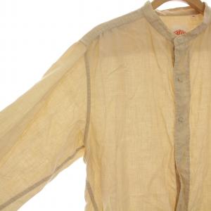 DANTON バンドカラーシャツ リネン100% 長袖 40 ベージュ