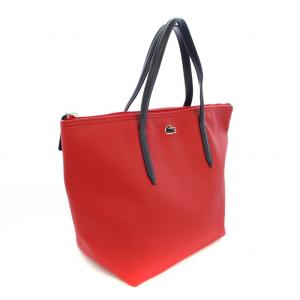 LACOSTE トートバッグ ハンドバッグ PVC 赤 紺