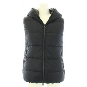 フェベデュエ FEBEDUE ダウンベスト アウター 前開き フード CERRUTI生地 ウール 38