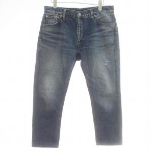 ブリーチ5ポケットデニムパンツ ジーンズ ストレート ジップフライ USED加工 コットン 38 M インディゴブルー