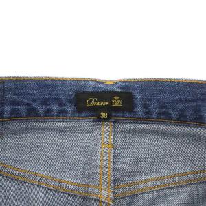 Drawer ブリーチ5ポケットデニムパンツ ジーンズ ストレート ジップフライ USED加工 コットン 38 M インディゴブルー