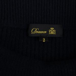 Drawer 9Gアゼ編みロングニットスカート タイトスカート ロング ウール カシミヤ 2 M 紺 ネイビー 6524-105-1368