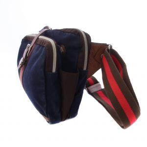 Orobianco ショルダーバッグ キャンバス レザー 紺 ネイビー 茶 ブラウン /BM