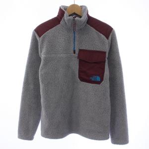 SHERPA FLEECE シェルパフリース ボア スタンドカラー ハーフジップ 切替 ロゴ 刺繍 S グレー NF0A3RS9