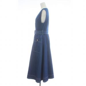 Chesty 21SS ビジュージャンパースカート ワンピース フレア ロング マキシ ノースリーブ Vネック ベルト付き 0 XS 青