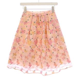 TOCCA フレアスカート ひざ丈 花柄 刺繍 2 M ピンク SKTOYM0500