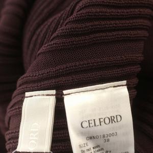 CELFORD ニットワンピース ノースリーブ ヒザ下 ワンピース リブニット 38 M 茶 ブラウン