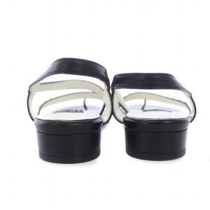 LANVIN COLLECTION サンダル チャンキーヒール ストラップ パール レザー 23cm 黒 ブラック /BM