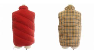 BURBERRY GOLF リバーシブル ダウンベスト ノバチェック ナイロン ベスト M 赤 ベージュ