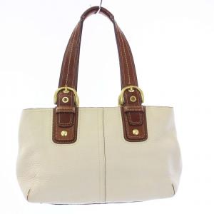 COACH レザー ジップサッチェル トートバッグ ハンドバッグ 白 オフホワイト 11844