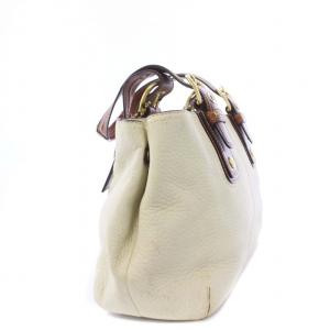 COACH レザー ジップサッチェル トートバッグ ハンドバッグ 白 オフホワイト 11844