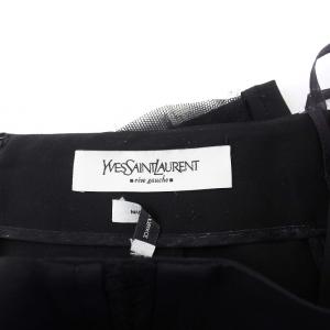 YVES SAINT LAURENT rive gauche タイトスカート ロング フリンジ 絹 シルク100％ F34 S 黒 ブラック /KH