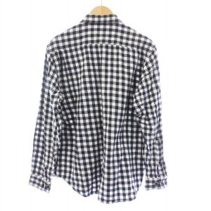 STUSSY シャツ 長袖 ギンガムチェック コットン M 黒 白 ブラック ホワイト