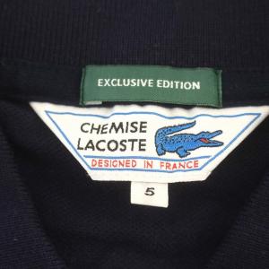 LACOSTE ポロシャツ 半袖 鹿の子 ワンポイント 5 XL相当 ネイビー 紺