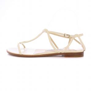 JIMMY CHOO サンダル フラット ストラップ レザー 37 白