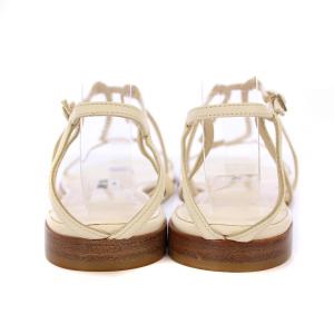 JIMMY CHOO サンダル フラット ストラップ レザー 37 白