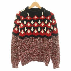 20AW ニット セーター 総柄 ウール カシミヤ混 46 レッド ブラック
