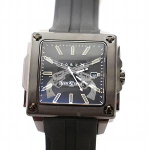 roar steel craft 腕時計 クオーツ 3針 カレンダー ウォッチ 黒 ブラック ジャンク品 /DK