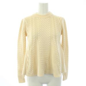 21AW ペプラムニット セーター クルーネック 長袖 ケーブル編み F 白 アイボリー /TK