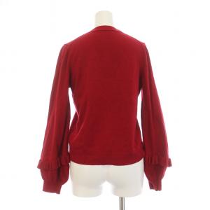 GRACE CONTINENTAL フリルスリーブカーディガン ニット 長袖 Vネック 36 S 赤 レッド 17453012 /KU