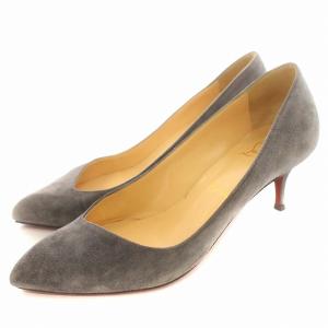 パンプス スエード ローヒール 36.5 23.5cm グレー /G