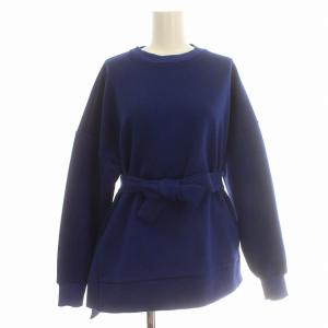 20SS スウェット サイドベンツプルオーバー トレーナー リボンベルト付 38 M 青 ブルー /G